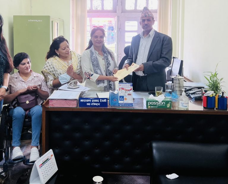 Handing over a memorandum to the Co-Registrar of the Supreme Court of Nepal