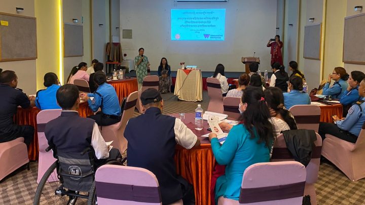 Tika Dahal, chairperson of NDWA welcoming the participants