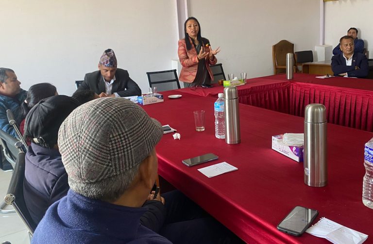 Deputy mayor of Budhanilkantha municipality delivering her speech